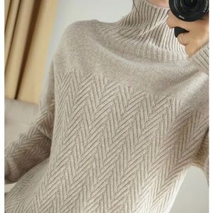 Chevron High Neck Long Sleeve Sweater